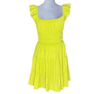 NWT Women’s Trixxi yellow Midi High-waisted Ruffled Summer Dress Size M